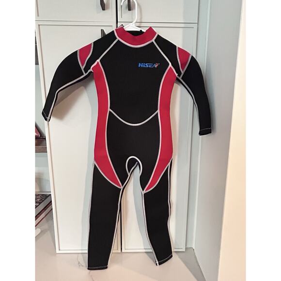 Hisea‎ Kids Scuba Donkey Neoprene Wetsuit Size 12, Black W/Red Trim - Picture 3 of 9